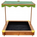 Spatiu de joaca cu nisip Lily Sandpit  - Lada cu nisip din lemn pentru gradina- cu copertina biton Verde UV 50+